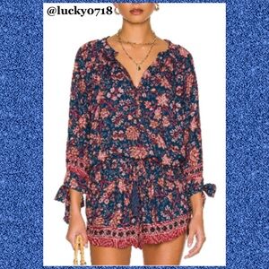 Natalie Martin EUC Floral Boho Renata Top in Dahlia Indigo Sz S